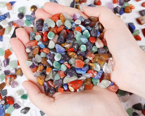 Vista 10 de QINJIEJIE Piedras de cristal de ágata acuática, piedra natural, grava a granel, piezas de rocas trituradas, piedra de cuarzo pulido, 0.55 libras
