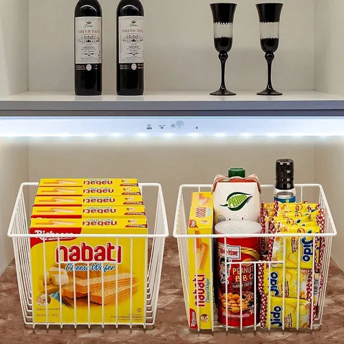 Vista 9 de iPEGTOP Paquete de 2 estantes grandes (15.7 x 9.4 pulgadas) para armario de congelador y cestas profundas para congelador para refrigerador.
