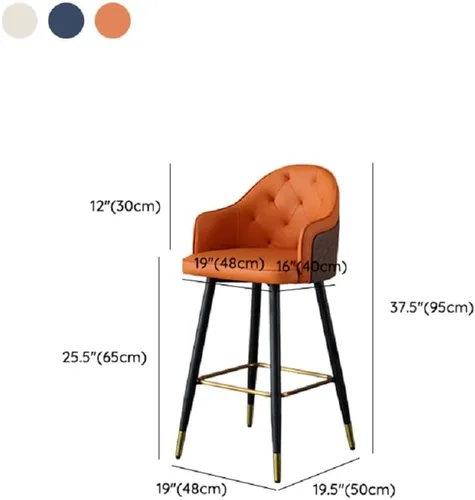 Vista 3 de Silla de bar, taburete de bar Glam con respaldo bajo, taburete tapizado para mostrador para Bristol (beige, taburete de 1 mostrador