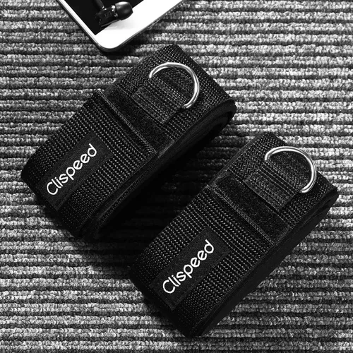 Vista 7 de CLISPEED 2 correas acolchadas para muslos de fitness, con anillo en D, puños para piernas para gimnasio, máquinas de cable, correas de muslo