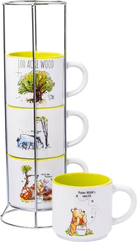 Vista 17 de Silver Buffalo Care Bears - Juego de tazas de cerámica con logotipo de corazón arcoíris, 4 unidades, 10 onzas