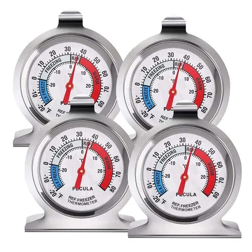 Vista 8 de Paquete de 2 termómetros para refrigerador, de 30 a -30°C/20 a 80°F, termómetro clásico para nevera de esfera grande con indicador rojo, termómetro