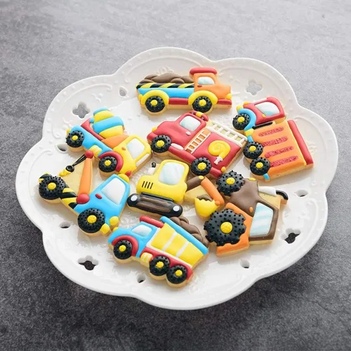 Vista 2 de Cortadores de galletas de transporte/vehículos con plantillas de galletas a juego, juego de 16-8 cortadores de galletas y 8 plantillas, incluye