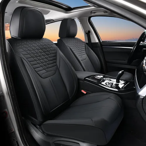 Vista 26 de FLORICH Fundas de asiento, juego completo de fundas de asiento de automóvil, fundas de asiento de cuero de napa de lujo, transpirables e marrón