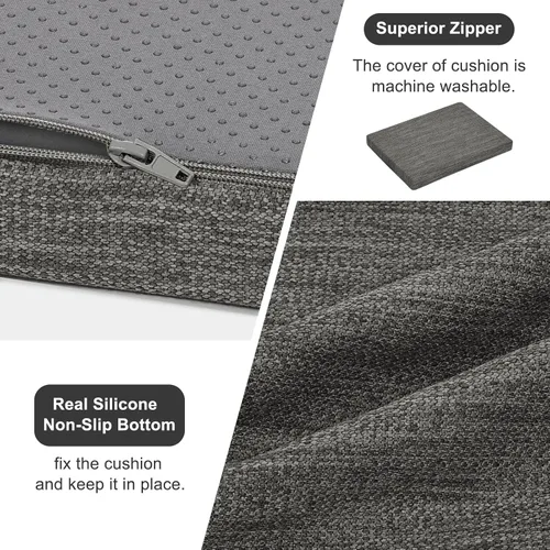 Vista 14 de baibu Cojines rectangulares de espuma viscoelástica, de doble capa, antideslizantes para sillas de comedor, cojines para taburete de banco de cocina