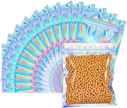 Vista 9 de Bolsas holográficas, bolsas resellables a prueba de olores de 2 x 2.5 pulgadas para almacenamiento de alimentos, pequeñas empresas y recuerdos