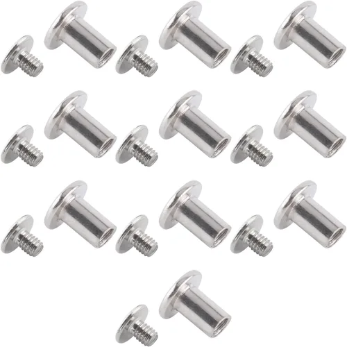 Vista 12 de Aicosineg 20 tornillos Phillips M5x6mm de fijación para cinturón, hebilla de acero al carbono, cabeza cruzada, tornillos Chicago, cierre de cuero