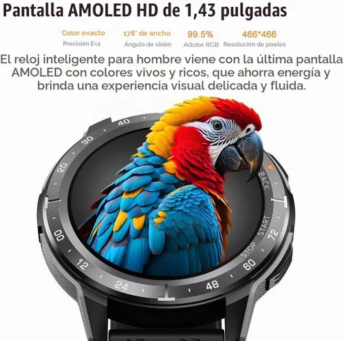 Vista 4 de VIRAN Relojes inteligentes militares para hombres, reloj inteligente resistente al agua 5ATM con llamada Bluetooth (respuesta/llamada de marcación)