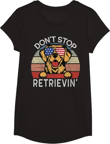 Vista 5 de Don't Stop Retrievin' Golden Retriever Dog Camiseta, Negro