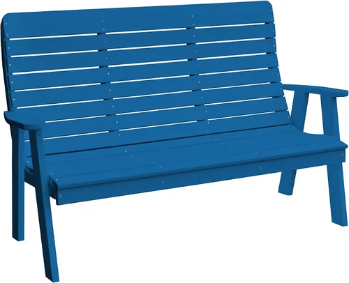 Vista 10 de Banco de jardín para exteriores de polietileno azul Aruba de 52 pulgadas Amish-Made