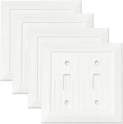 Vista 11 de Placa Decorativa Moderna para Pared con Diseño de Veta de Madera Retro, Cubierta de Interruptor, Cubierta de Tomacorriente para Interruptor de Luz