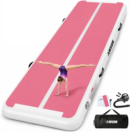 Vista 18 de AWSUM Inflatable Gymnastics Mat, Air Tumbling Mat with Pump for Home & Gym Azul/Azul