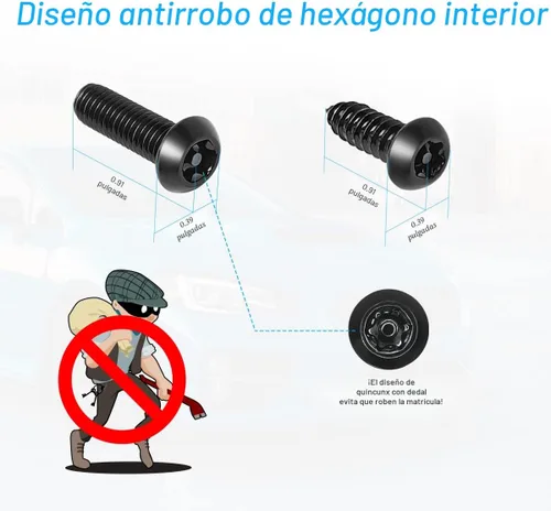 Vista 2 de YALOK Kit de tornillos antirrobo para placa de matrícula, accesorios de montaje de placa de matrícula de acero inoxidable a prueba de manipulaciones