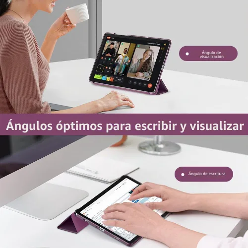 Vista 3 de MoKo Funda triple para Galaxy Tab A9 Plus/A9+ de 11 pulgadas 2023, morado 1-púrpura oscuro