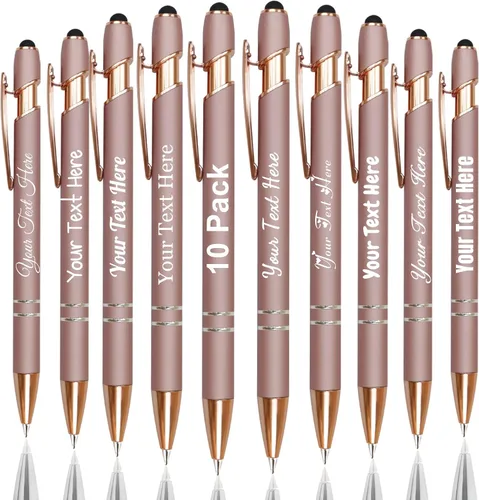 Vista 10 de Hasta 300 bolígrafos personalizados a granel con nombre personalizado con grabado gratis, puntas de lápiz capacitivo grabado, bolígrafo