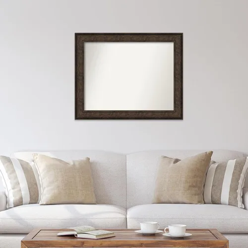 Vista 448 de Amanti Art Espejo de pared personalizado no biselado (25 x 25 pulgadas), marco de bronce acentuado, varios tamaños personalizados, espejo de baño