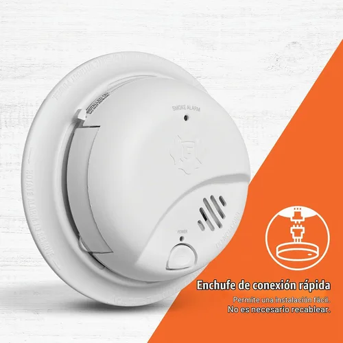 Vista 2 de First Alert SMI100-AC, Alarma de humo con interconexión cableada y respaldo de batería, paquete de 1 Batería de reserva SMI100-AC, 9V