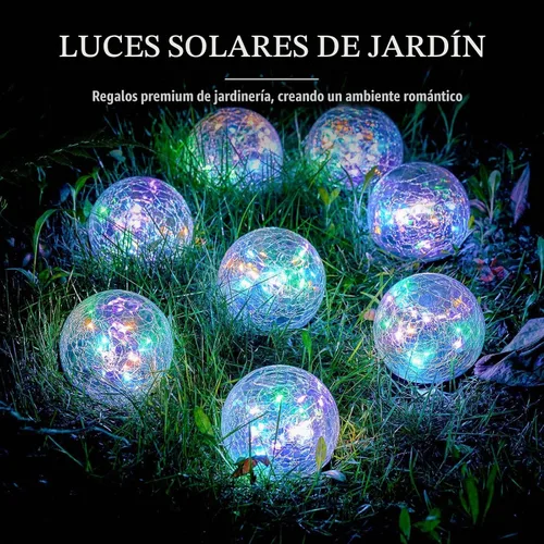 Vista 2 de Honoson Luces solares decorativas para exteriores, impermeables, luces LED de cristal agrietado para caminos, pasarelas, jardín, patio, decoración