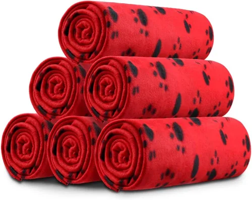 Vista 15 de Comsmart - Manta cálida con estampado de huellas para perros y gatos