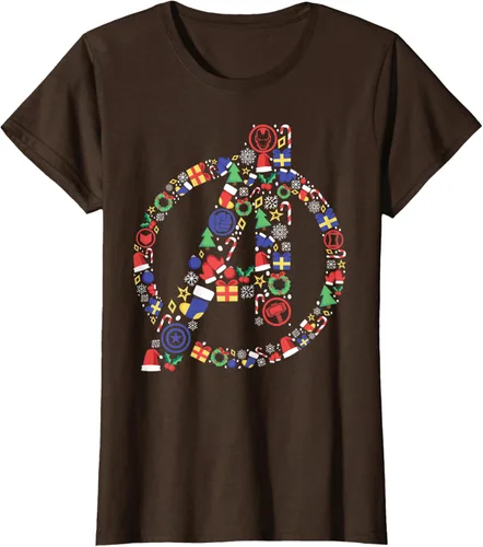 Vista 19 de Marvel Avengers A Logo Symbol Holiday Christmas Icons Camiseta, Negro