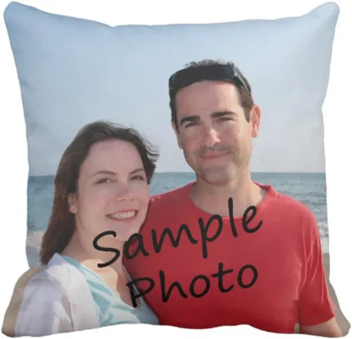 Vista 4 de Funda de almohada personalizada, funda de almohada creativa, regalos personalizados para tus seres queridos (14 x 14 pulgadas, blanco)