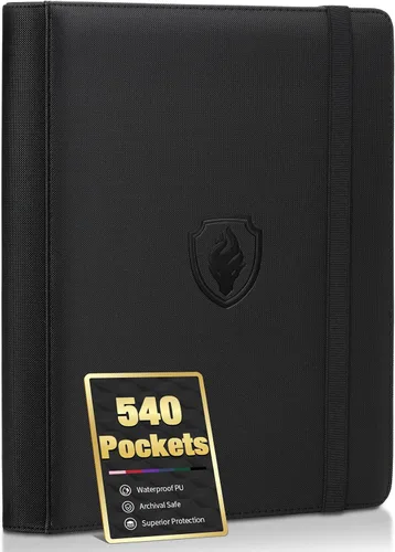 Vista 9 de Carpeta prémium de 9 bolsillos para tarjetas de 360 tarjetas, carpeta de tarjetas comerciales Fabmaker PU Sturdy Card Collection Album