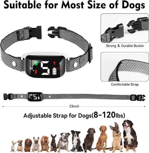Vista 5 de Collar de entrenamiento antiladridos – choque de vibración de pitido, recargable, 5 sensibilidades ajustables, collar inteligente para perros