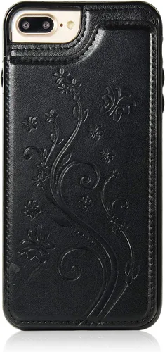 Vista 7 de Funda de teléfono para iPhone 7plus 8plus 7/8 Plus con protector de pantalla de vidrio templado y tarjetero para tarjetero, accesorios de cuero