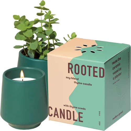 Vista 14 de Modern Sprout Rooted Candle - Vela perfumada de madera de cedro 2 en 1 y soja con semillas que crece en planta de lavanda, 6 onzas con 42 horas