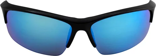 Vista 2 de Shakedown - Gafas de sol envolventes deportivas y de motocicleta para hombres o mujeres, montura sin montura negra con lente de espejo azul