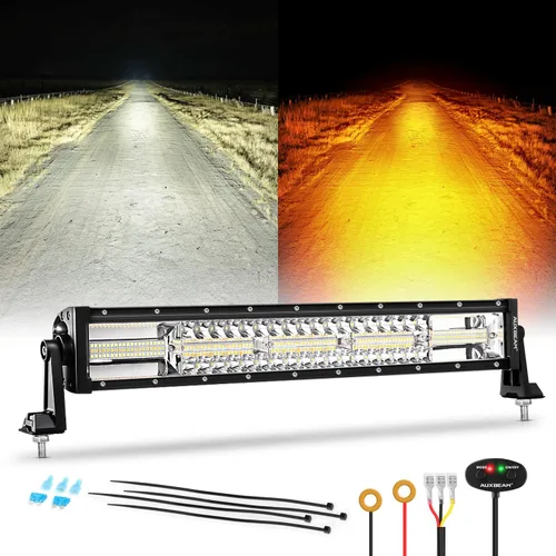 Vista 12 de Auxbeam Cubo luz LED ámbar de 3 pulgadas, 72 W todoterreno, 6 modos dos colores, estroboscópica antiniebla de conducción penetración e inundación