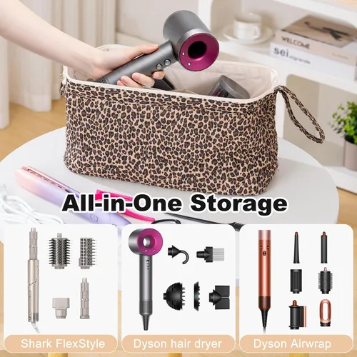 Vista 4 de Bolsa de viaje para herramientas para el cabello con divisor, organizador de herramientas para el cabello Dyson Airwrap y Shark FlexStyle, bolsa