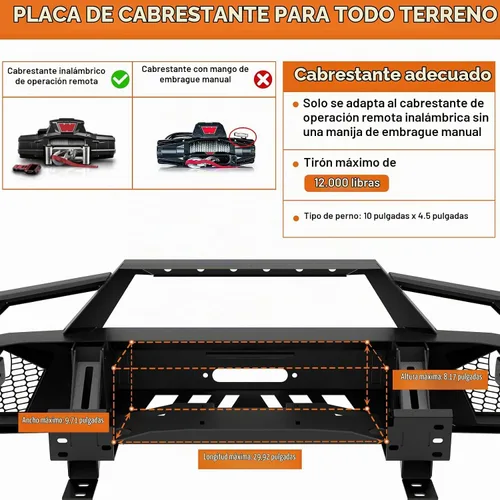 Vista 6 de Hooke Road Parachoques delantero de acero con winchi para Tundra de Toyota 2014 2015 2016 2017 2018 2019 2020 2021