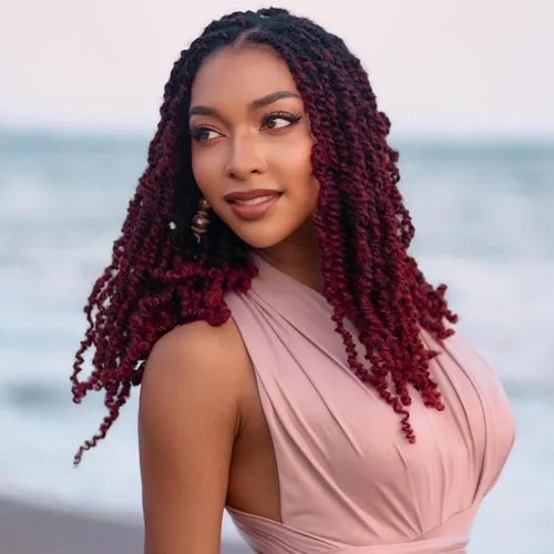 Vista 23 de Leeven Cabello rubio degradado de 14 pulgadas, pretrenzado y trenzado de pasión, 8 paquetes de extensiones de cabello sintético bohemio para mujeres