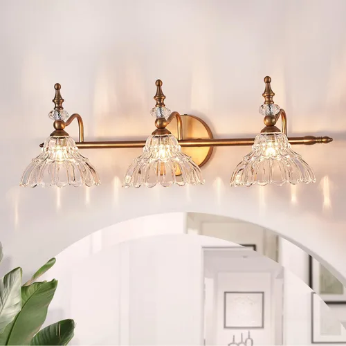 Vista 10 de HDDFL Lámpara de baño sobre espejo, accesorios de iluminación de tocador de latón mate, apliques de pared modernos para dormitorio, baño, pasillo