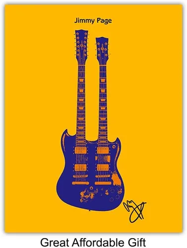 Vista 4 de Decoración de pared de guitarra - Jimi Hendrix, Stevie Ray Vaughan, Eric Clapton, Springsteen, Lennon - Juego de pósteres de arte pop de Andy Warhol