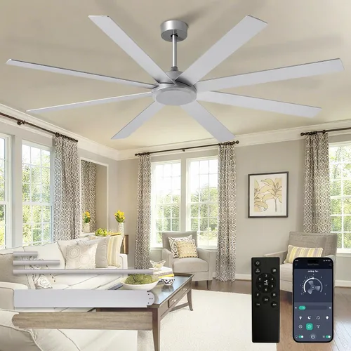 Vista 21 de Depuley Ventiladores de techo de 66" con luces: Ventilador de techo negro para interior/exterior para patios, sala de estar - 8 aspas Ventiladores