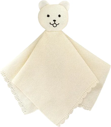 Vista 8 de LAWKUL Manta de seguridad suave para recién nacidos, niños y niñas, de punto para acurrucarse, cómoda, color camel, 16 x 16 pulgadas