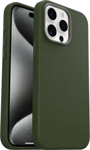 Vista 12 de OtterBox Funda protectora de piel para iPhone 15 Symmetry Series Cactus para MagSafe, color negro ASH (negro), delgada, premium, funda protectora