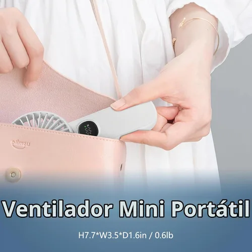 Vista 5 de [Paquete de 2 ventiladores portátiles de mano] Ventilador de mano personal para viajes, ventilador de cuello de pestañas plegable con pantalla