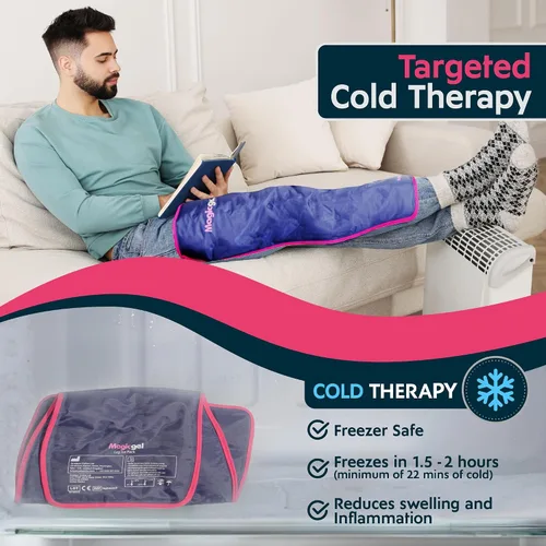 Vista 6 de Bolsa de hielo para piernas Magic Gel - Terapia fría profesional - Envoltura alrededor de las espinillas - Bolsa de hielo completa para toda