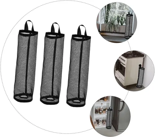Vista 9 de DECHOUS Contenedor de bolsa de basura de 3 piezas, bolsa de cocina, soporte de bolsa de artefacto de almacenamiento, resistente al desgaste