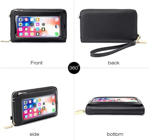 Vista 3 de Bolsa pequeña para teléfono con pantalla táctil con bloqueo RFID, bolso bandolera para mujer