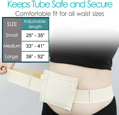 Vista 4 de Cinturón de tubo de alimentación transpirable, cinturones de tubos G, cinturón de tubo de clavija, soporte elástico para tubo G, suministros