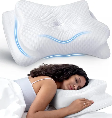 Vista 7 de No más dolores almohada cervical para aliviar el dolor, almohada cervical ajustable para soporte de cuello con reposabrazos, almohadas ergonómicas