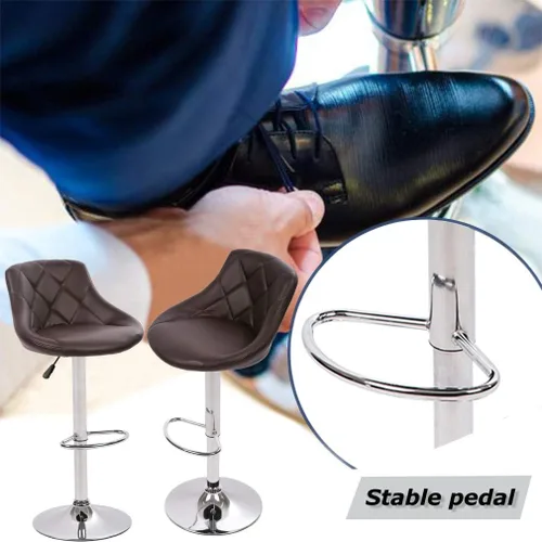 Vista 6 de BestMassage Taburete de bar de cuero de altura ajustable con almohadilla de respaldo de asiento, juego de 2