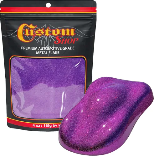 Vista 42 de Custom Shop - Purpurina metálica para pintura automotriz, oro brillante, 4 oz, micro escamas de metal de 0.004" para pintura de automóviles, aditivo
