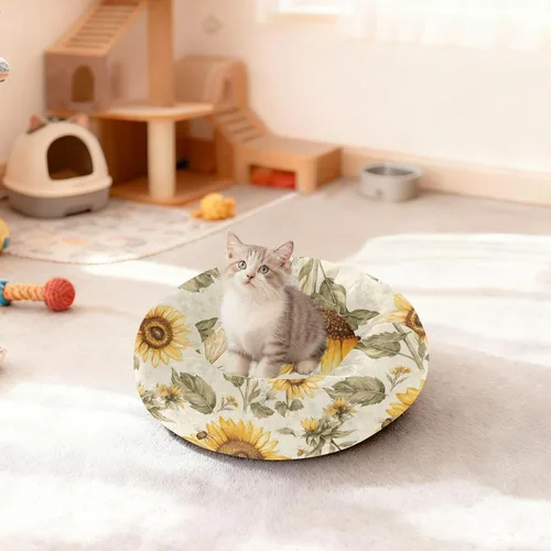 Vista 3 de Pet Dog Beds Relieve Stress Fluffy Dog Pillow Bed for Small Size Pets Sleeping XS Aesthetic Sunflower Neutral