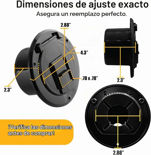 Vista 4 de Halotronics Escotilla redonda eléctrica de 4 1/4 pulgadas para cables de 30 amperios de RV (negra)