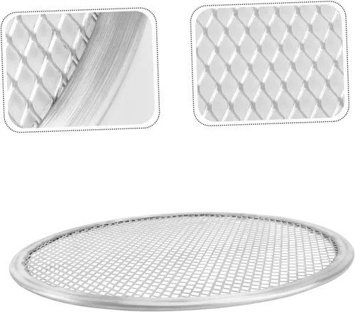 Vista 8 de KICHOUSE Juego de utensilios de cocina para pizza con agujeros, herramientas para asar a la parrilla de acero inoxidable, bandeja de malla metálica